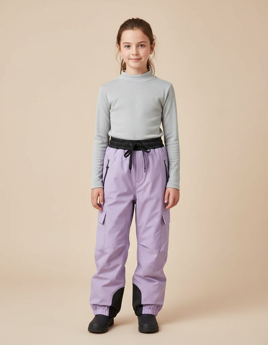 Pantalon De Pluie Lavande Imperméable Cargo Ample Enfant - Violet Polyester