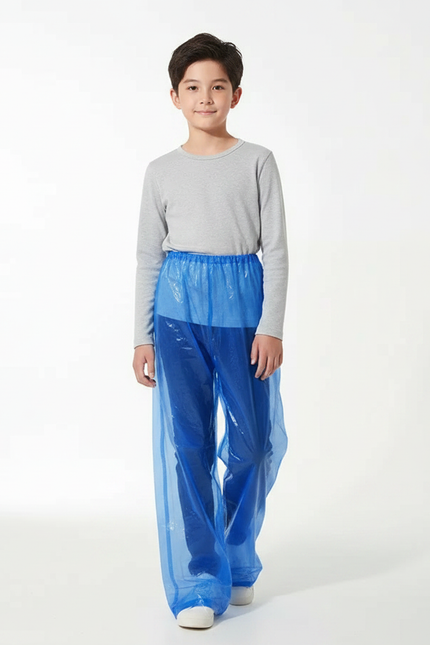 Pantalon De Pluie Bleu Transparent Jetable Enfant Ample - Polyester
