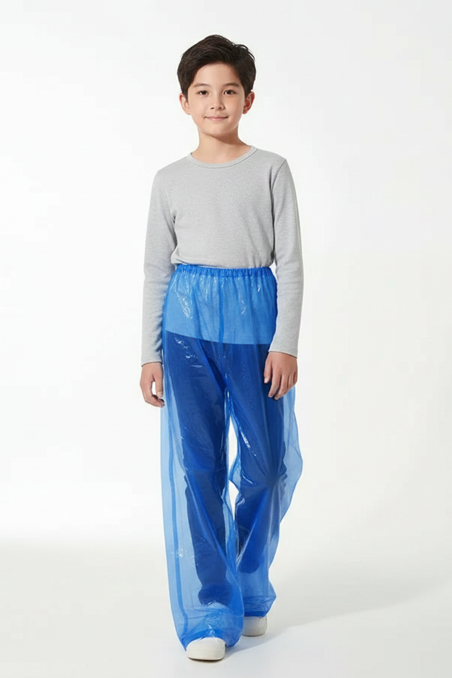 Pantalon De Pluie Bleu Transparent Jetable Enfant Ample - Polyester