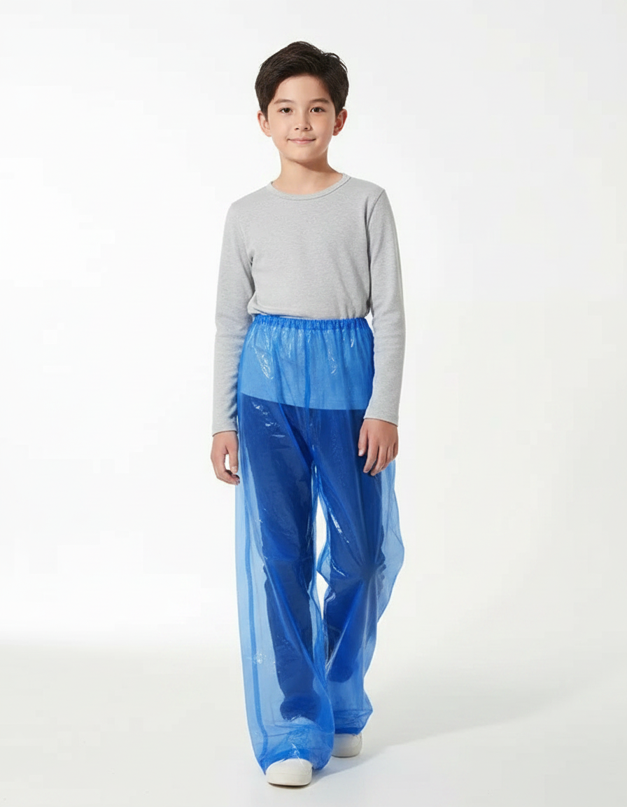 Pantalon De Pluie Bleu Transparent Jetable Enfant Ample - Polyester