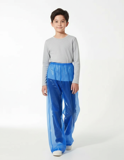 Pantalon De Pluie Bleu Transparent Jetable Enfant Ample - Polyester