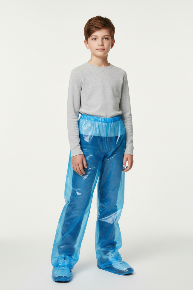 Pantalon De Pluie Bleu Transparent Jetable Ample Garçon - Polyester