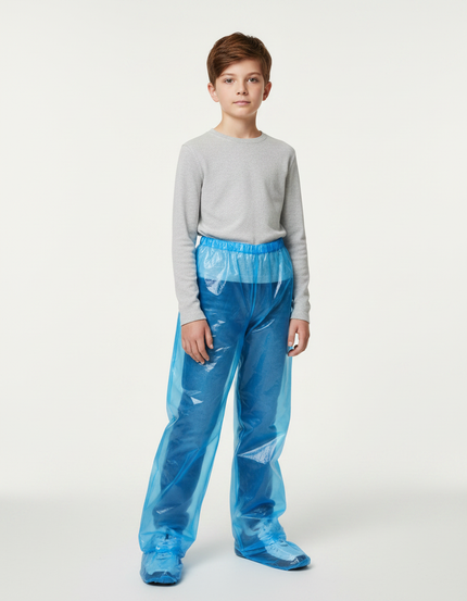 Pantalon De Pluie Bleu Transparent Jetable Ample Garçon - Polyester
