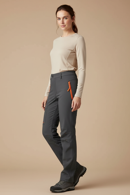 Pantalon Pluie Randonnée Femme - Gris Polyester