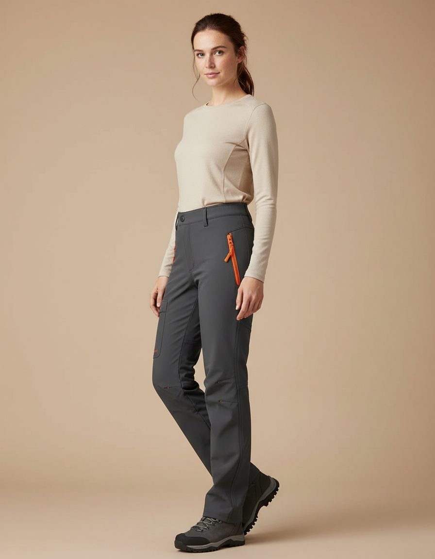 Pantalon Pluie Randonnée Femme - Gris Polyester