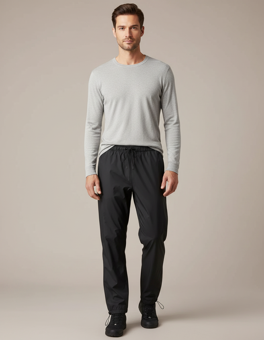 Pantalon Pluie Homme - Noir Polyester