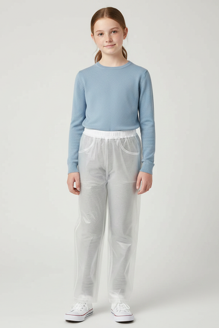Pantalon De Pluie Transparent Unisexe Imperméable Décontracté - Blanc Polyester
