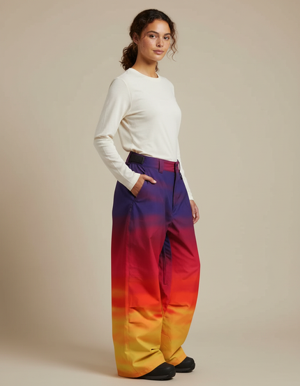 Pantalon De Pluie Dégradé Ample Imperméable Femme Ski - Multicolore Polyester