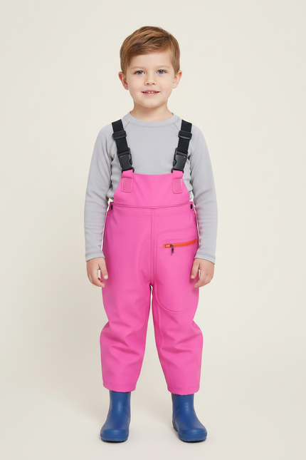 Pantalon De Pluie Enfant Imperméable Rose Bretelles - Polyester