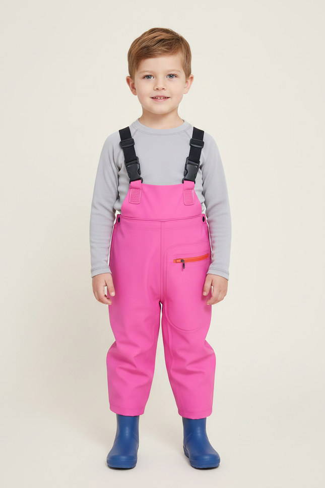 Pantalon De Pluie Enfant Imperméable Rose Bretelles - Polyester