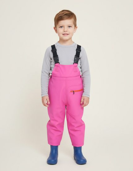 Pantalon De Pluie Enfant Imperméable Rose Bretelles - Polyester
