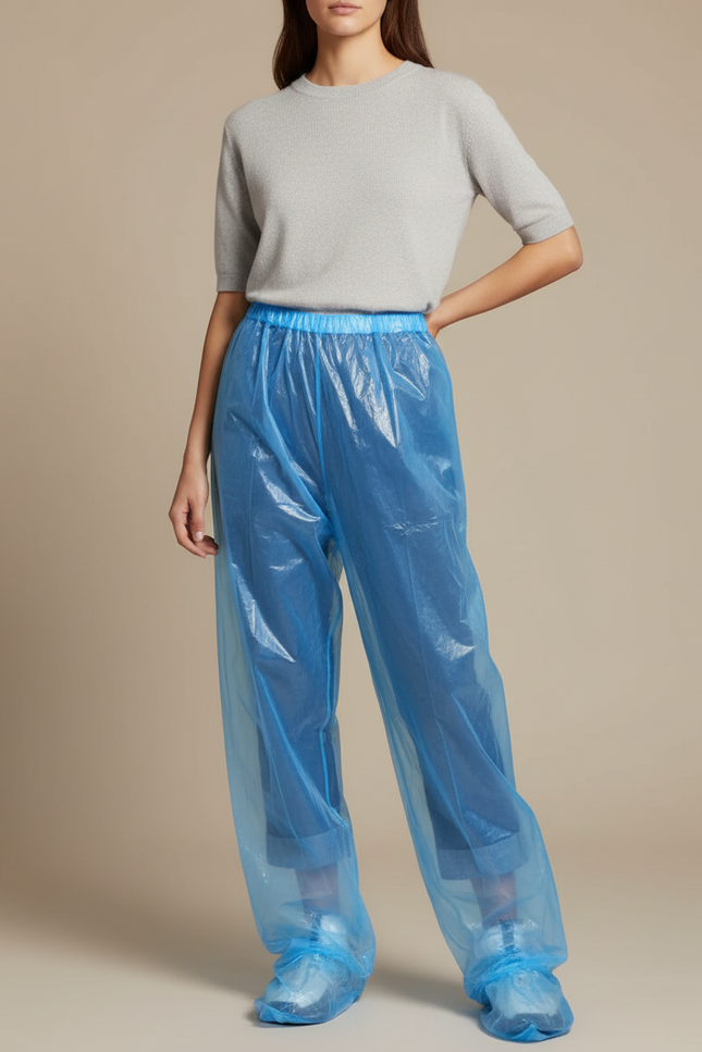 Pantalon De Pluie Bleu Transparent Ample Léger Jetable - Polyester