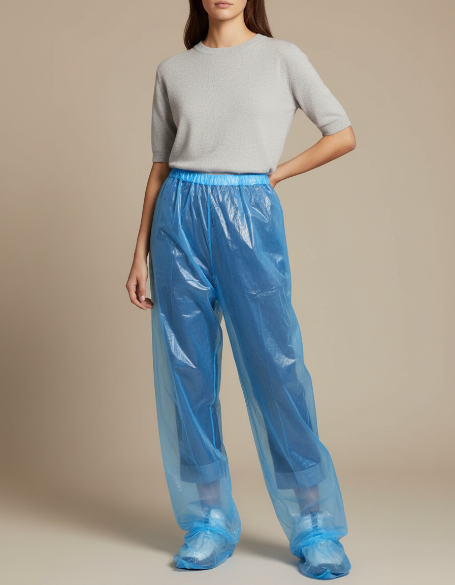 Pantalon De Pluie Bleu Transparent Ample Léger Jetable - Polyester