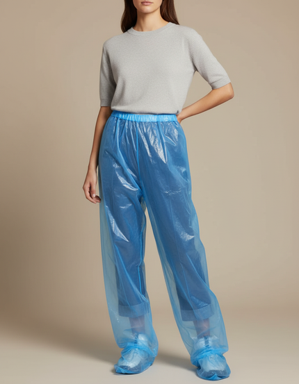 Pantalon De Pluie Bleu Transparent Ample Léger Jetable - Polyester