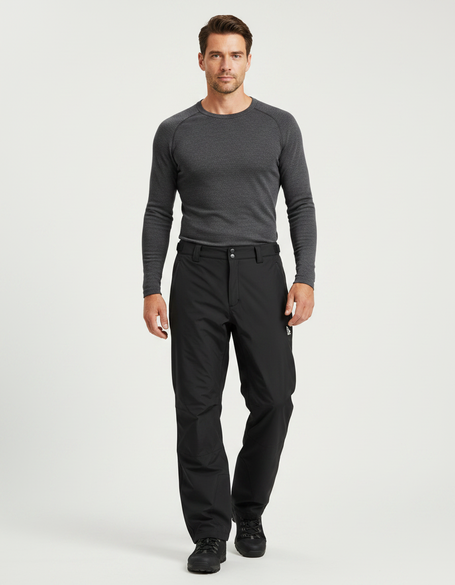 Pantalon De Pluie Noir Imperméable Homme Ski Randonnée - Polyester