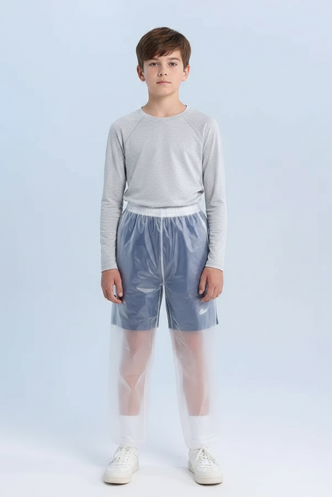 Pantalon De Pluie Transparent Imperméable Enfant Léger - Bleu Polyester