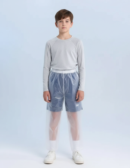 Pantalon De Pluie Transparent Imperméable Enfant Léger - Bleu Polyester