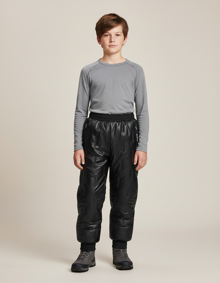 Pantalon De Pluie Noir Matelassé Épais Chaud Enfant - Polyester