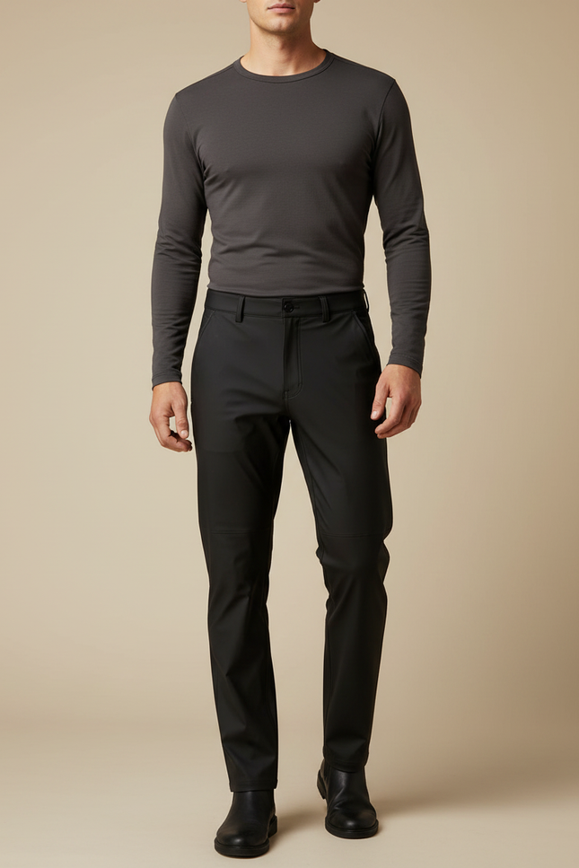 Pantalon De Pluie Noir Imperméable Homme Élégant Slim - Polyester