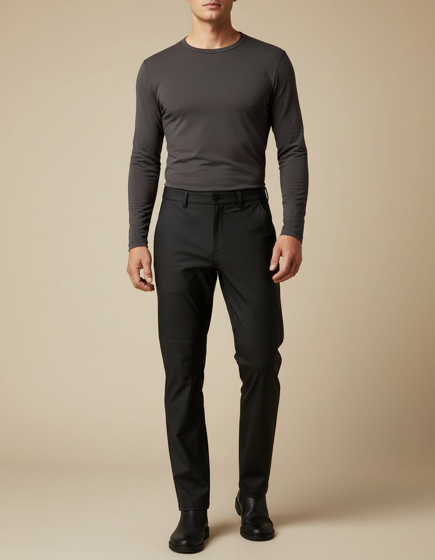 Pantalon De Pluie Noir Imperméable Homme Élégant Slim - Polyester