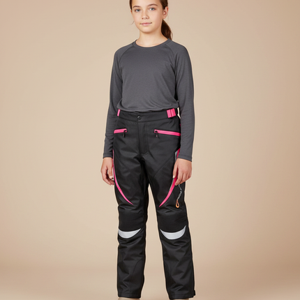 Pantalon De Pluie Noir Fille Imperméable Réfléchissant Slim - Polyester