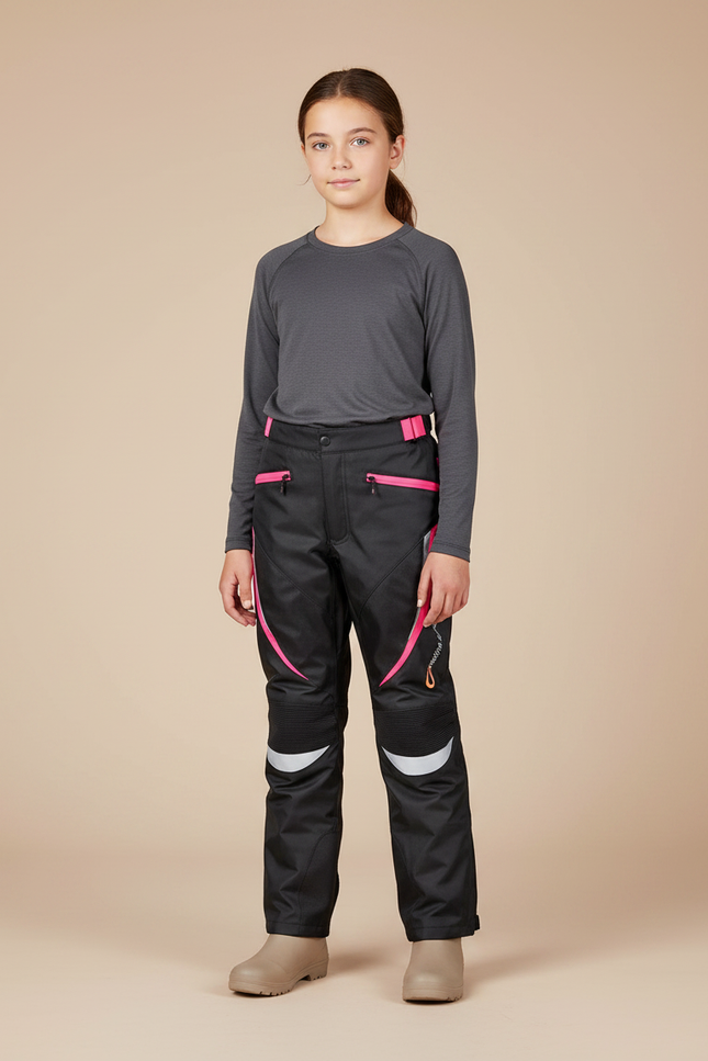 Pantalon De Pluie Noir Fille Imperméable Réfléchissant Slim - Polyester