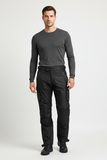 Pantalon Pluie Moto Étanche - Noir Polyester