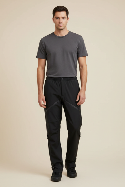 Pantalon De Pluie Noir Fonctionnel Imperméable Homme Slim Outdoor - Polyester