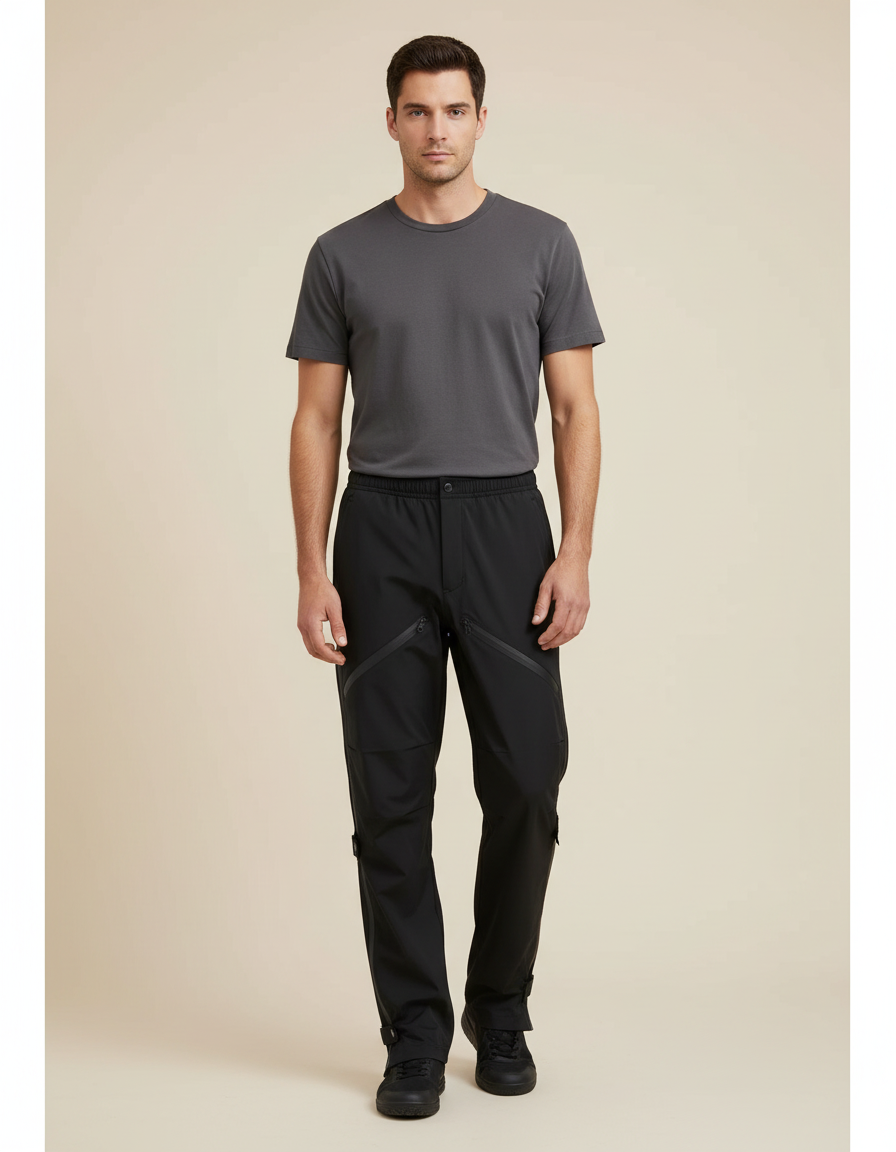 Pantalon De Pluie Noir Fonctionnel Imperméable Homme Slim Outdoor - Polyester