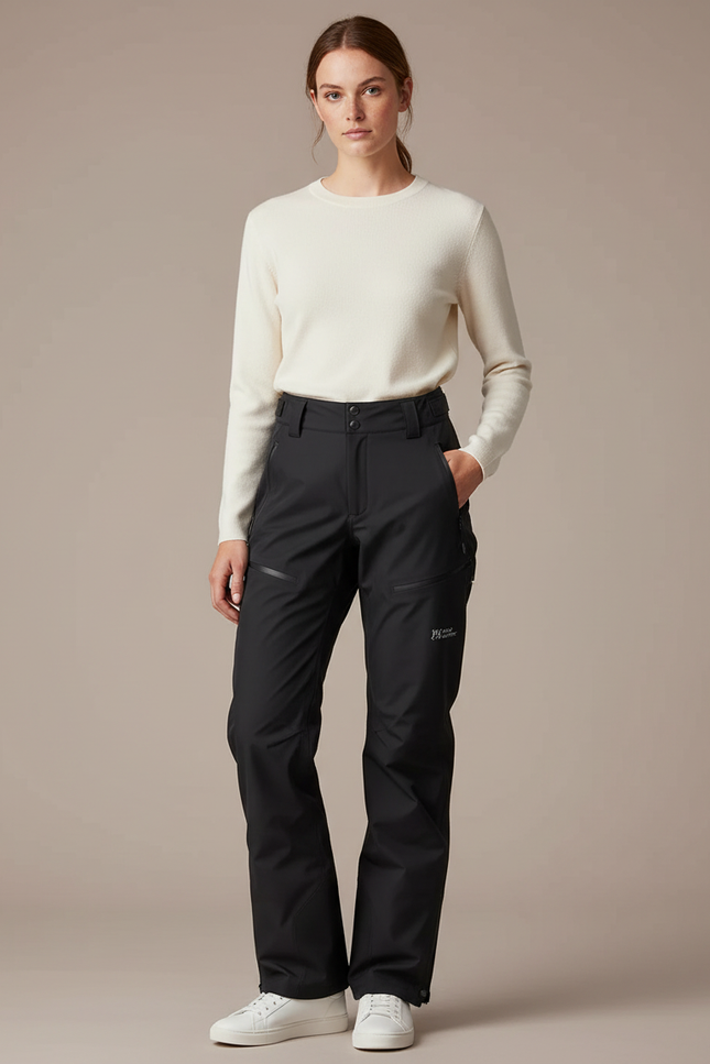 Pantalon De Pluie Noir Coupe Droite Imperméable Sport Femme - Polyester