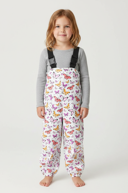 Pantalon De Pluie Blanc Papillons Bretelles Imperméable Enfant - Polyester