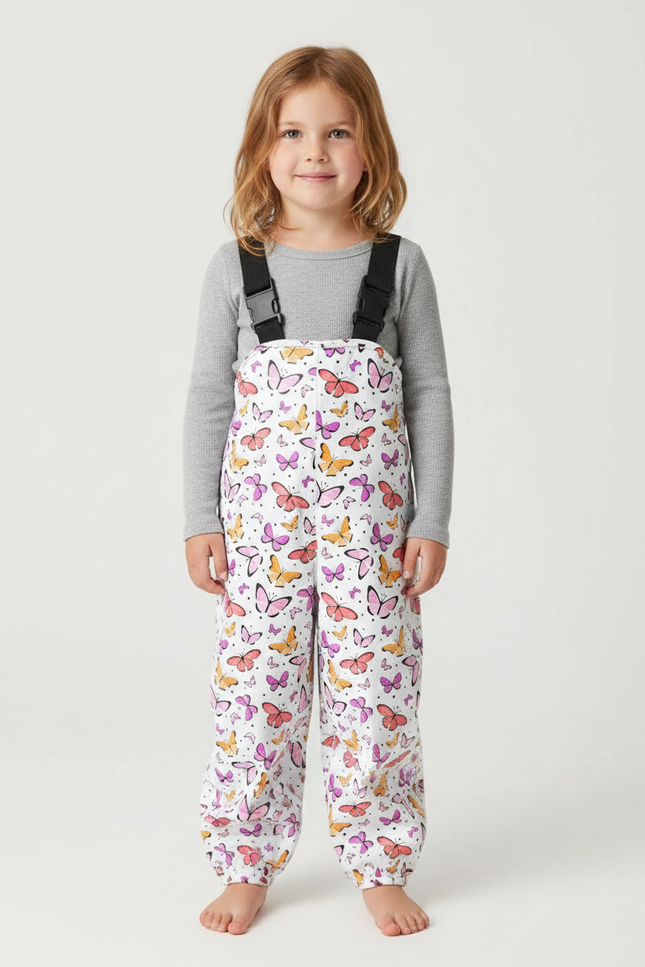 Pantalon De Pluie Blanc Papillons Bretelles Imperméable Enfant - Polyester