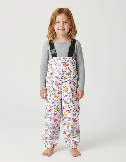 Pantalon De Pluie Blanc Papillons Bretelles Imperméable Enfant - Polyester