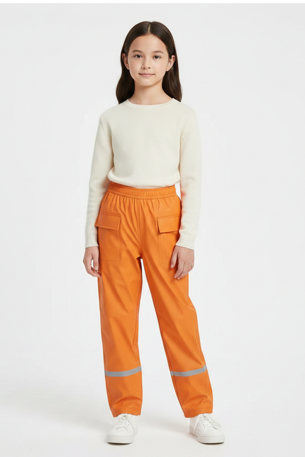 Pantalon De Pluie Orange Imperméable Réfléchissant Enfant - Polyester