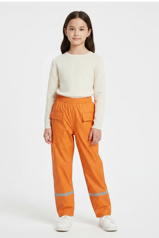 Pantalon De Pluie Orange Imperméable Réfléchissant Enfant - Polyester
