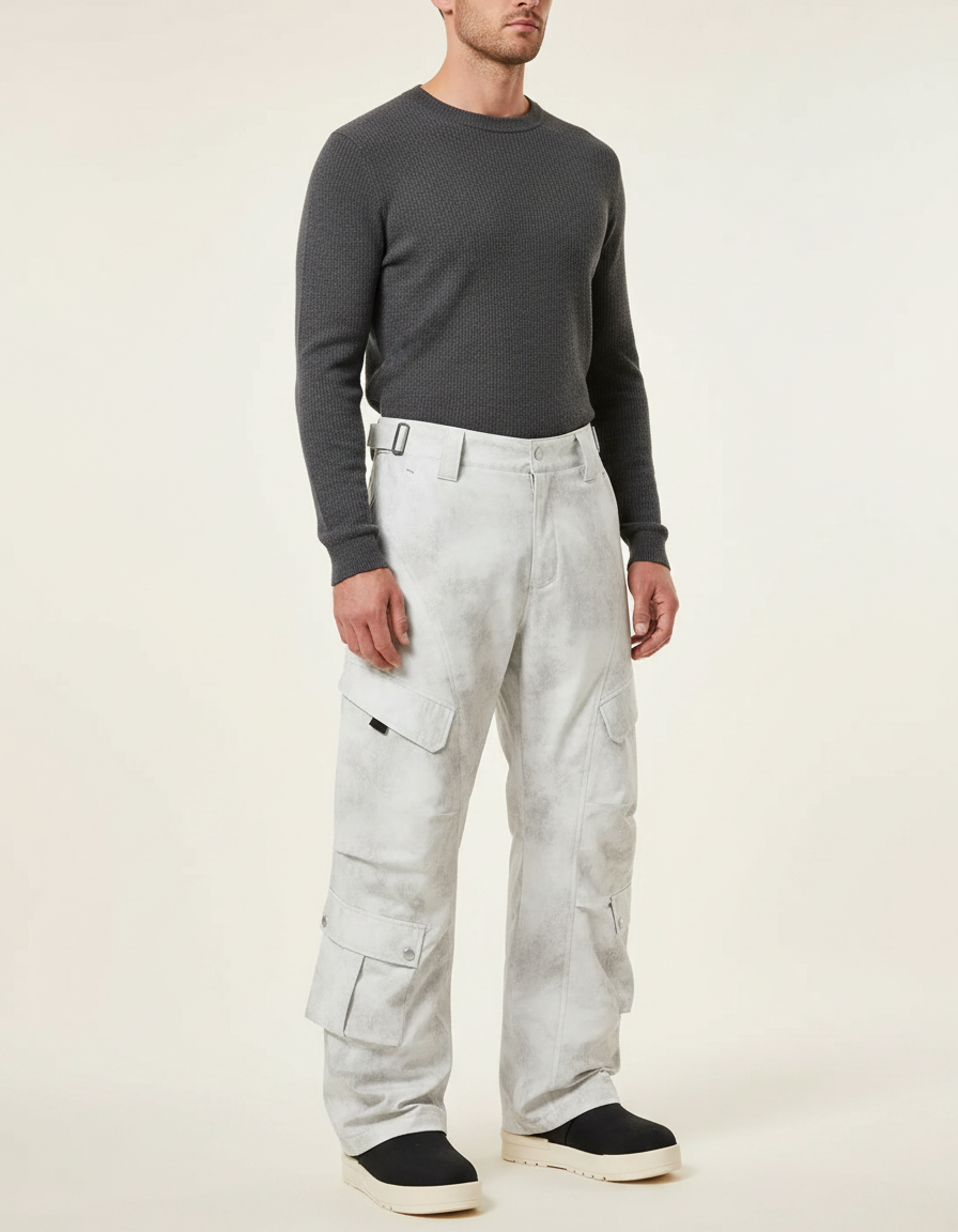 Pantalon De Pluie Gris Clair Ample Cargo Imperméable Homme - Polyester
