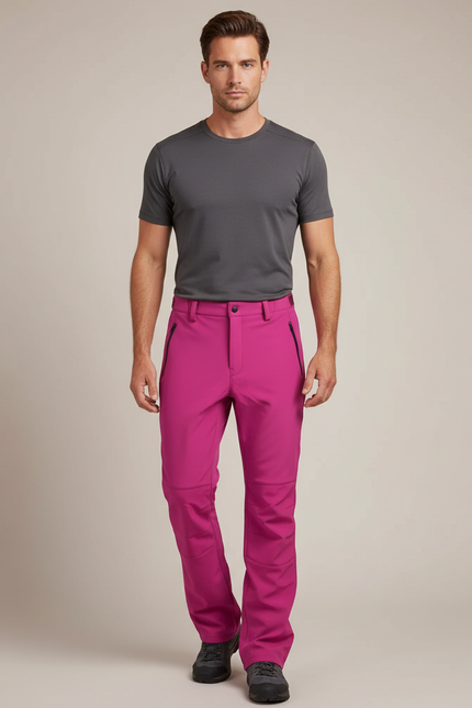 Pantalon De Pluie Fuchsia Slim Imperméable Randonnée Homme - Rose Polyester