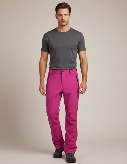 Pantalon De Pluie Fuchsia Slim Imperméable Randonnée Homme - Rose Polyester