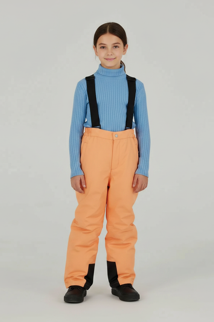 Pantalon De Pluie Orange Imperméable Enfant Ski Bretelles - Polyester