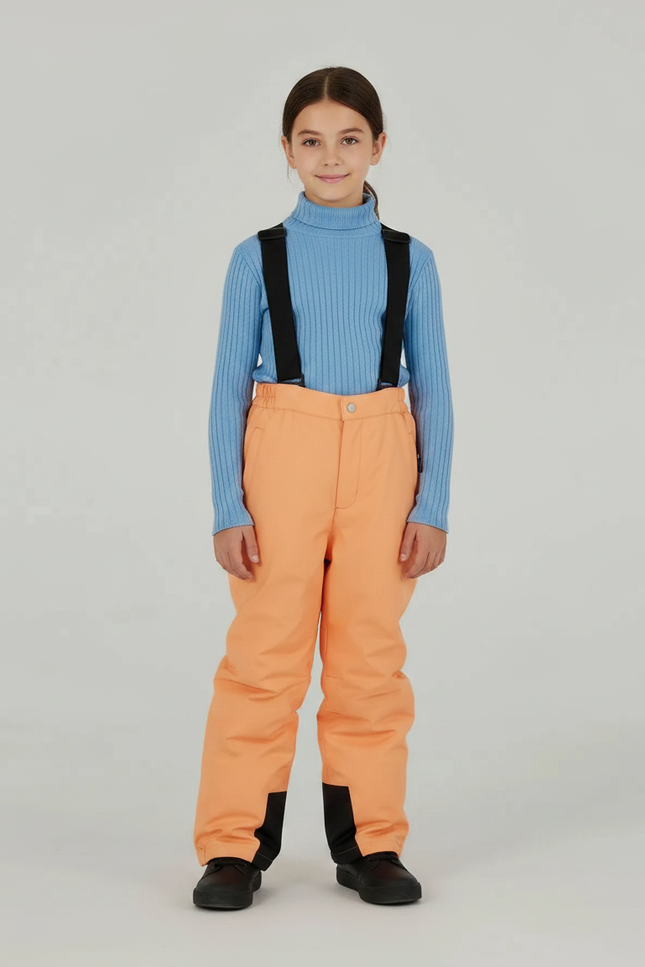 Pantalon De Pluie Orange Imperméable Enfant Ski Bretelles - Polyester