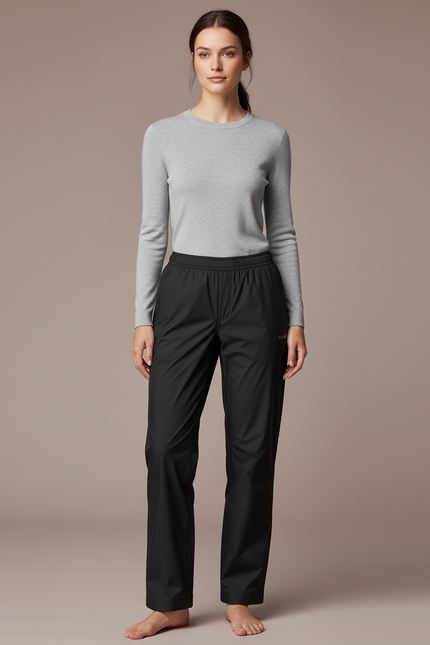 Pantalon De Pluie Noir Ample Imperméable Décontracté Femme - Polyester