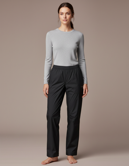 Pantalon De Pluie Noir Ample Imperméable Décontracté Femme - Polyester