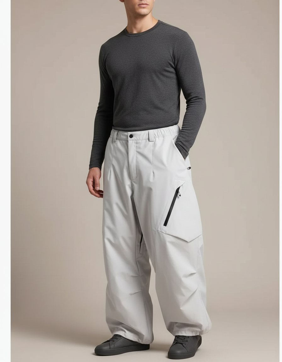 Pantalon De Pluie Gris Imperméable Ample Homme Décontracté - Polyester