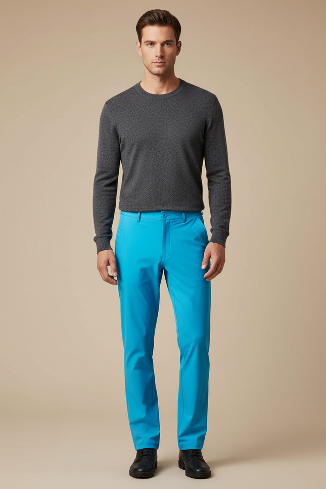 Pantalon De Pluie Bleu Ciel Homme Imperméable Slim Élégant - Polyester