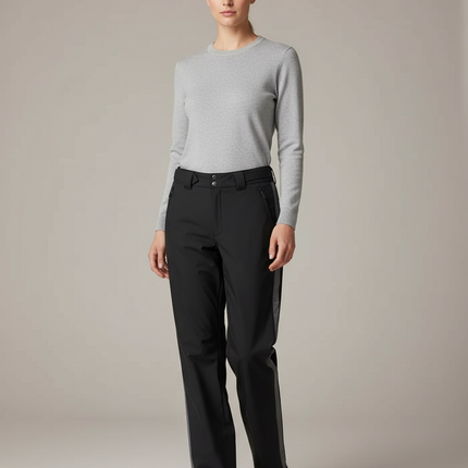 Pantalon De Pluie Noir Imperméable Coupe Droite Femme - Polyester
