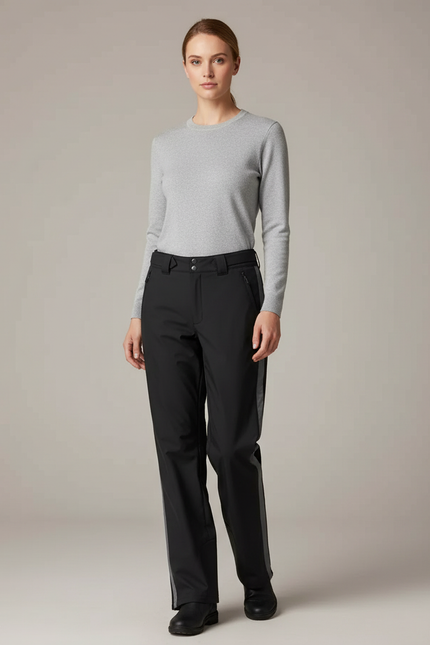 Pantalon De Pluie Noir Imperméable Coupe Droite Femme - Polyester