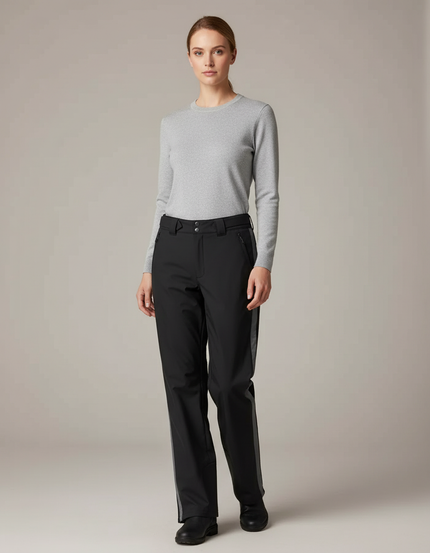 Pantalon De Pluie Noir Imperméable Coupe Droite Femme - Polyester