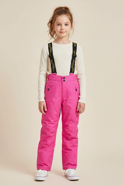 Pantalon De Pluie Rose Vif Imperméable Enfant Bretelles - Polyester