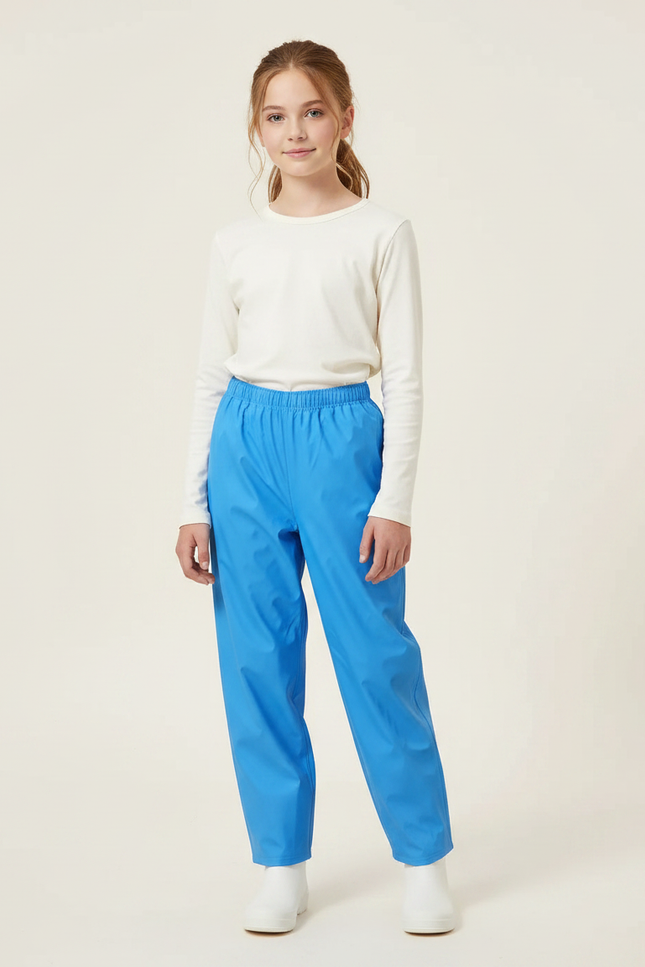 Pantalon De Pluie Bleu Imperméple Enfant Ample Caoutchouc - Polyester
