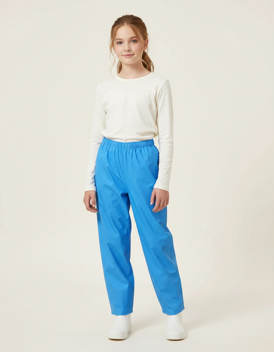 Pantalon De Pluie Bleu Imperméple Enfant Ample Caoutchouc - Polyester